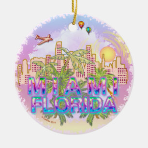Miami Skyline Ceramic Ornament
