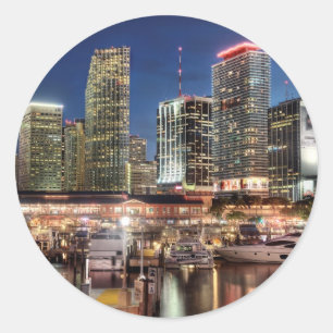 Miami skyline city in Florida Classic Round Sticker