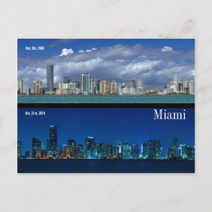 Miami Skyline in 2006 and 2010 Postcard