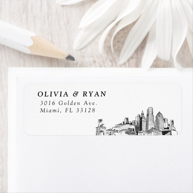 Miami Skyline Modern Return Address Labels (Insitu)