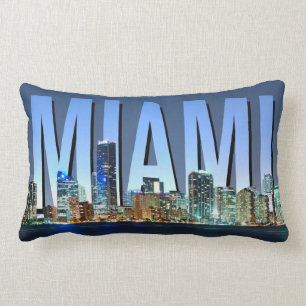 Miami Skyline Panorama Lumbar Pillow