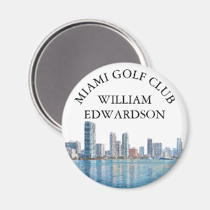 Miami Skyline Personalized Golf Club Name Magnet