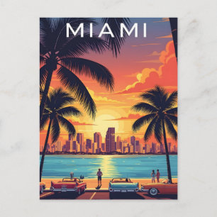 Miami Skyline Sunset Postcard