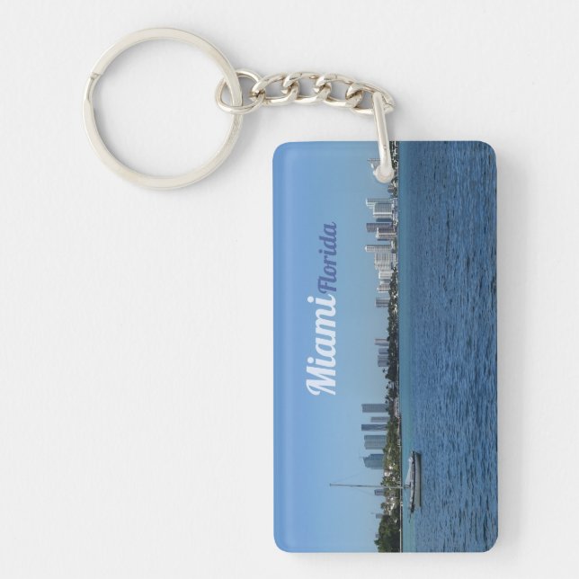 Miami Skyline w/out your Text Keychain (Front)