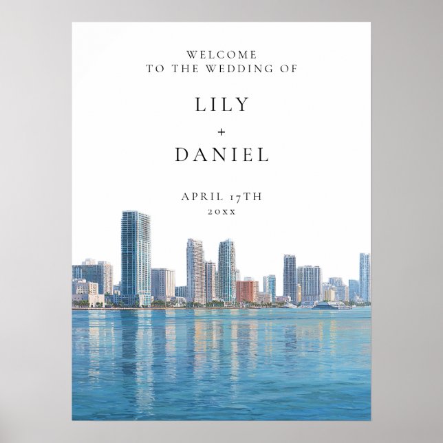 Miami Skyline Wedding Welcome Sign (Front)