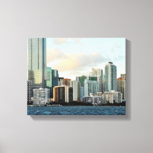 Miami skyscrapers against wide clear sky canvas print
