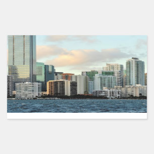 Miami skyscrapers against wide clear sky sticker