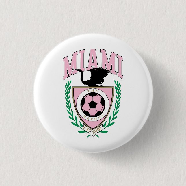 Miami Soccer Varsity Style  1 Inch Round Button (Front)