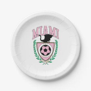 Miami Soccer Varsity Style Paper Plate