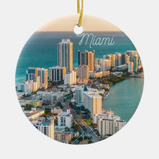 Miami South Beach Florida Ocean View Ceramic Ornament (Front)