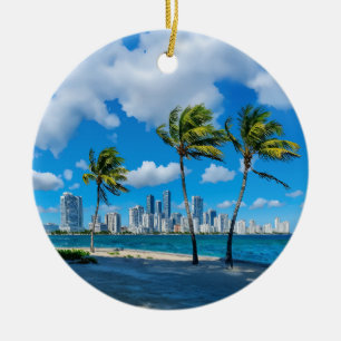 Miami South Beach Florida Watercolor Ceramic Ornament