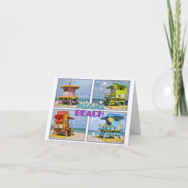 Miami South Beach Lifeguard Towers Card (Front)