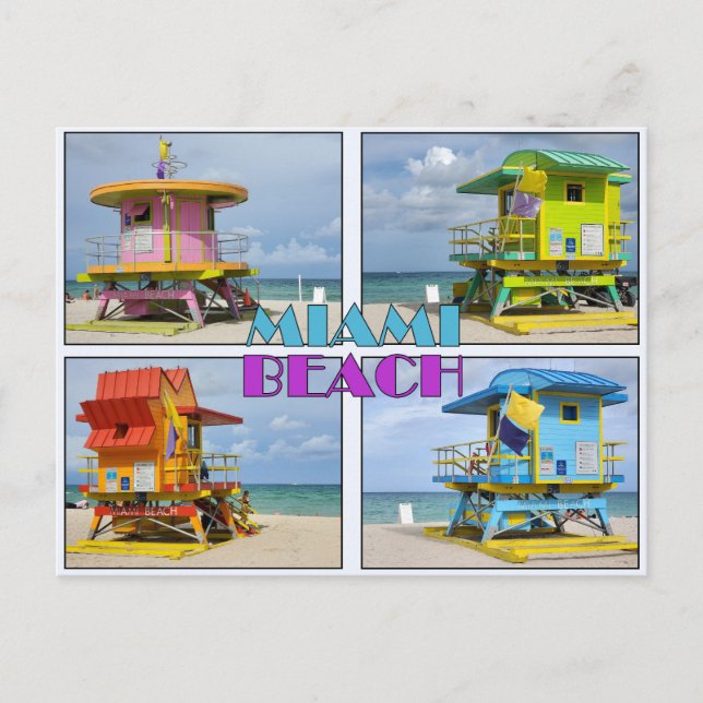 Miami South Beach Lifeguard Towers Postcard (Front)