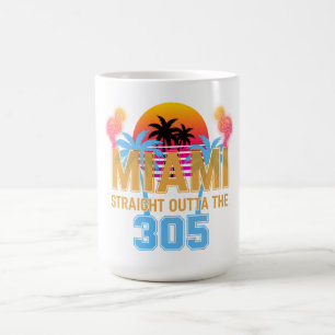 Miami Straight Outta The 305 Vintage Sunset Neon Coffee Mug