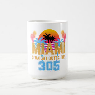 Miami Straight Outta The 305 Vintage Sunset Neon  Coffee Mug