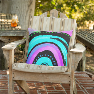 Miami Style Fun Rainbow Outdoor Pillow
