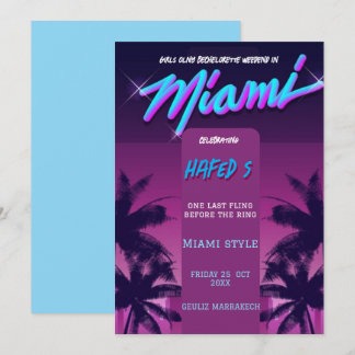 Miami Summer Girls Weekend Bachelorette Party Invi Invitation