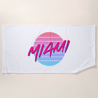 Miami Sunset Neon Colours Style Vintage Beach Towel