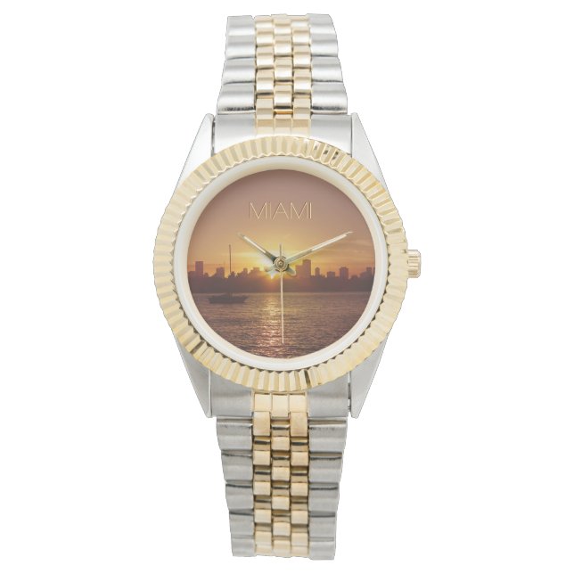 Miami Sunset Skyline w/out your Text Watch (Front)