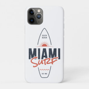 Miami Surf – Vintage Beach Sunset Surfboard Design iPhone 11 Pro Case