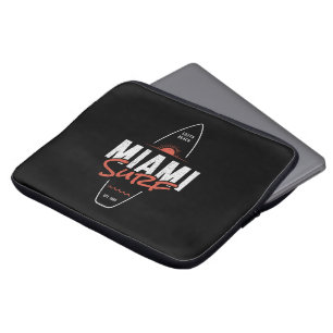 Miami Surf – Vintage Beach Sunset Surfboard Design Laptop Sleeve