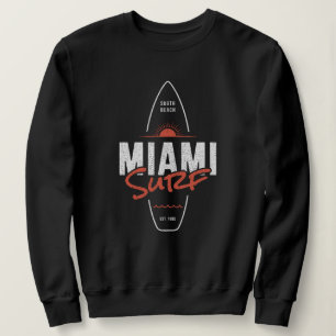 Miami Surf – Vintage Beach Sunset Surfboard Design Sweatshirt