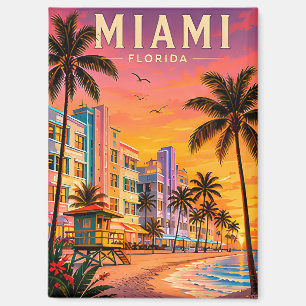Miami Travel Landmark Illustration Magnet