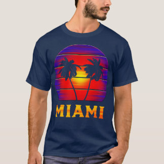 Miami Vacation Souvenir Retro Palm Trees Florida C T-Shirt
