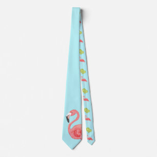 Miami Vibes Flamant rose et Limes Cravate