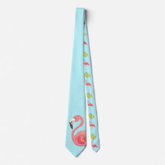 Miami Vibes Flamingo and Limes Neck Tie