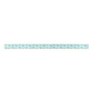 Miami Vibes Flamingo and Limes Ribbon Satin Ribbon