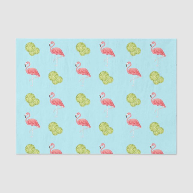 Miami Vibes Flamingo and limes Tissue Paper (Front)