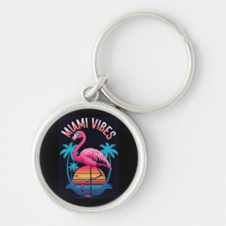 Miami Vibes Summer Flamingo Design-63454 Keychain