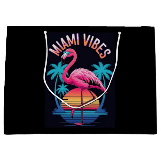 Miami Vibes Summer Flamingo Design-63454 Large Gift Bag