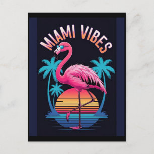 Miami Vibes Summer Flamingo Design-63454 Postcard