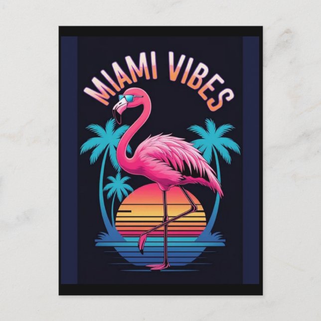 Miami Vibes Summer Flamingo Design-63454 Postcard (Front)