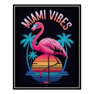 Miami Vibes Summer Flamingo Design-63454 Poster