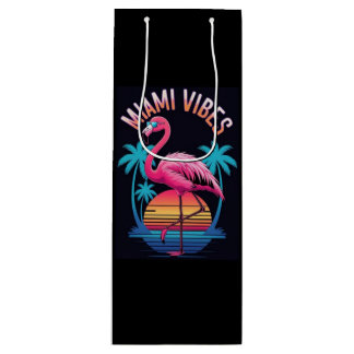 Miami Vibes Summer Flamingo Design-63454 Wine Gift Bag