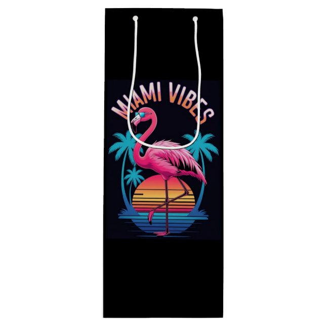 Miami Vibes Summer Flamingo Design-63454 Wine Gift Bag (Front)