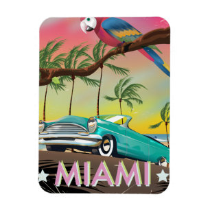 Miami vintage retro Travel print Magnet