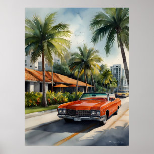 Miami watercolor art poster