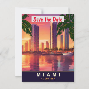 Miami waterfront, Florida, Travel Postcard, Save The Date