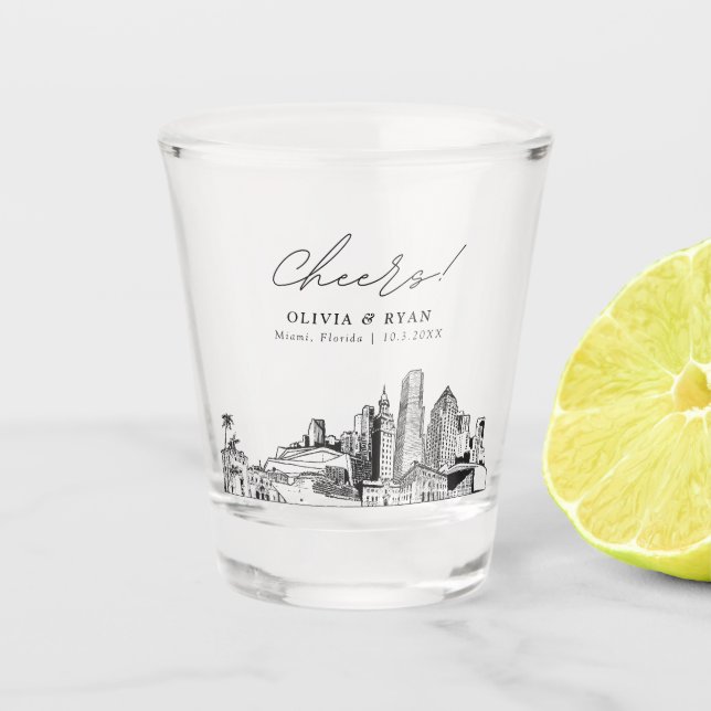 Miami Wedding Favour Personalized Cheers Shot Glas Shot Glass (Front)