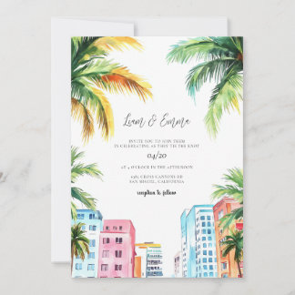 MIAMI Wedding Invitation Watercolor