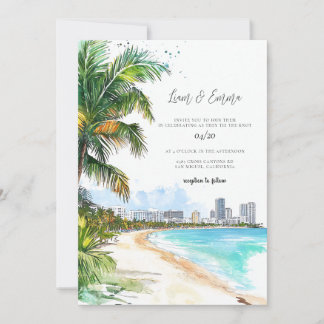 Miami Wedding Invitation Watercolor