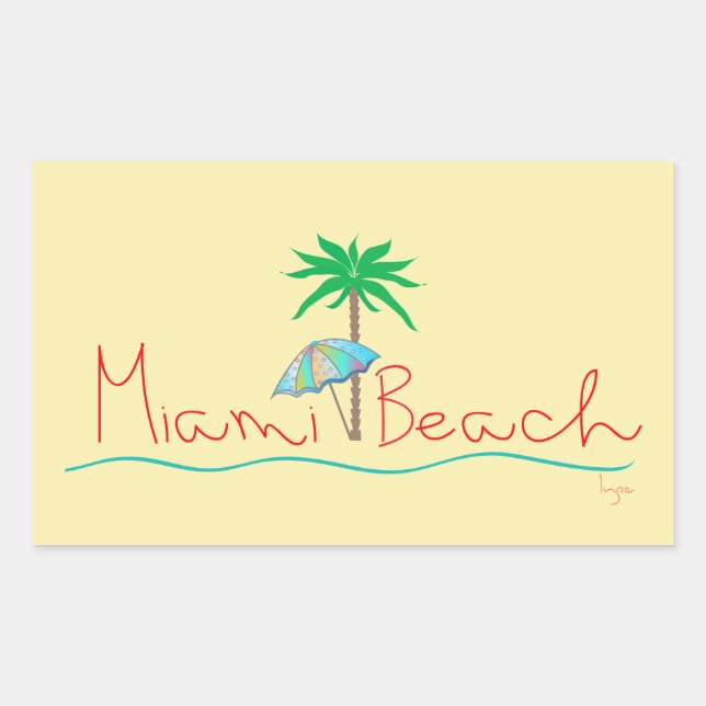 Miami with Palm and Umbrella Sticker (Front)