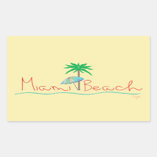 Miami with Palm and Umbrella Sticker