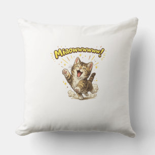 Miaowwwww!   Funny Cat Throw Pillow for Cat Lovers