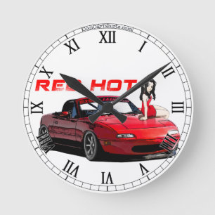 Miata MX-5 d'un rouge ardent, horloge
