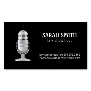 Mic Blogger Podcast Host Magnetic Business Card